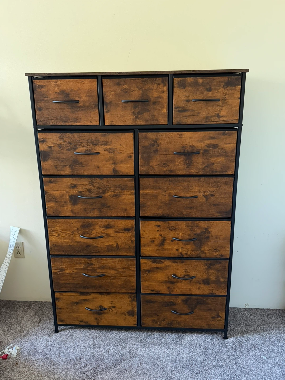 Rustic 13 drawer fabric dresser with metal frame - photo 5