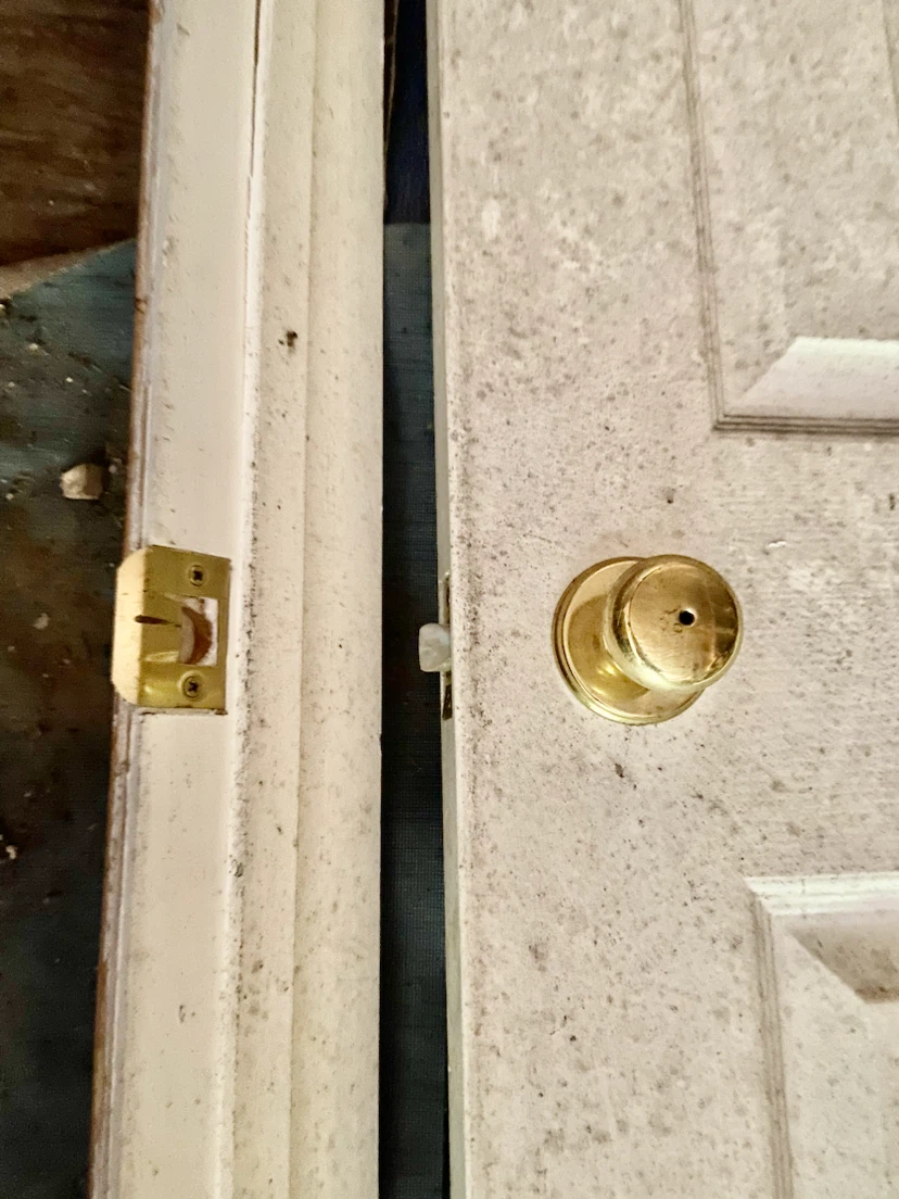 White six-panel interior door with brass hardware - photo 2