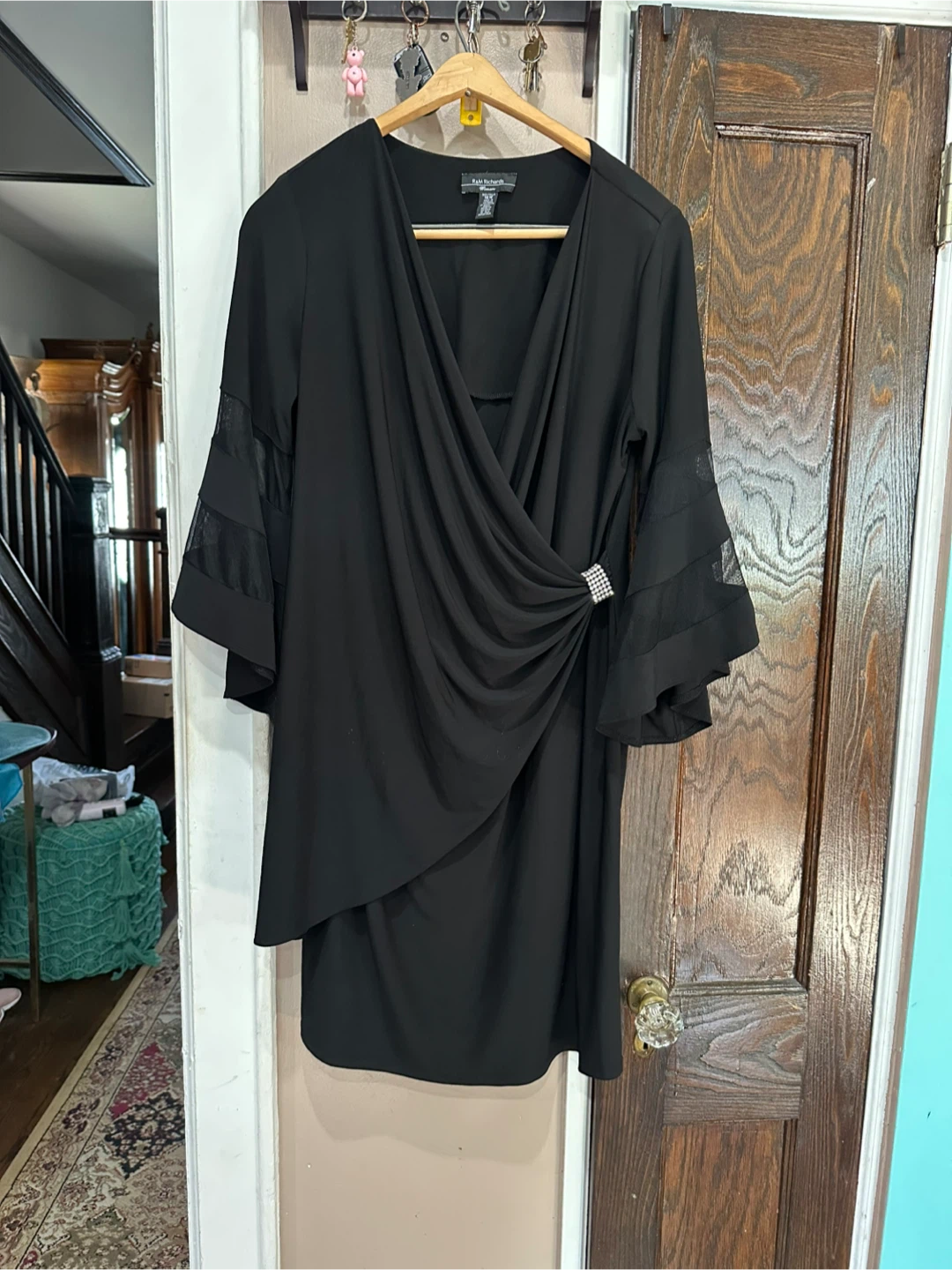 R&M Richards Woman Black Wrap Style Dress Size 16W