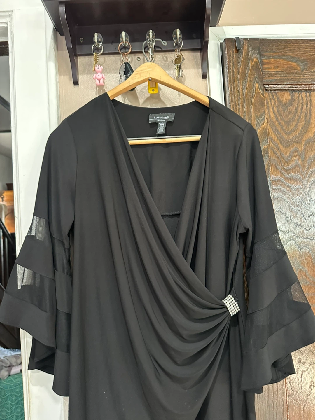 R&M Richards Woman Black Wrap Style Dress Size 16W - photo 5