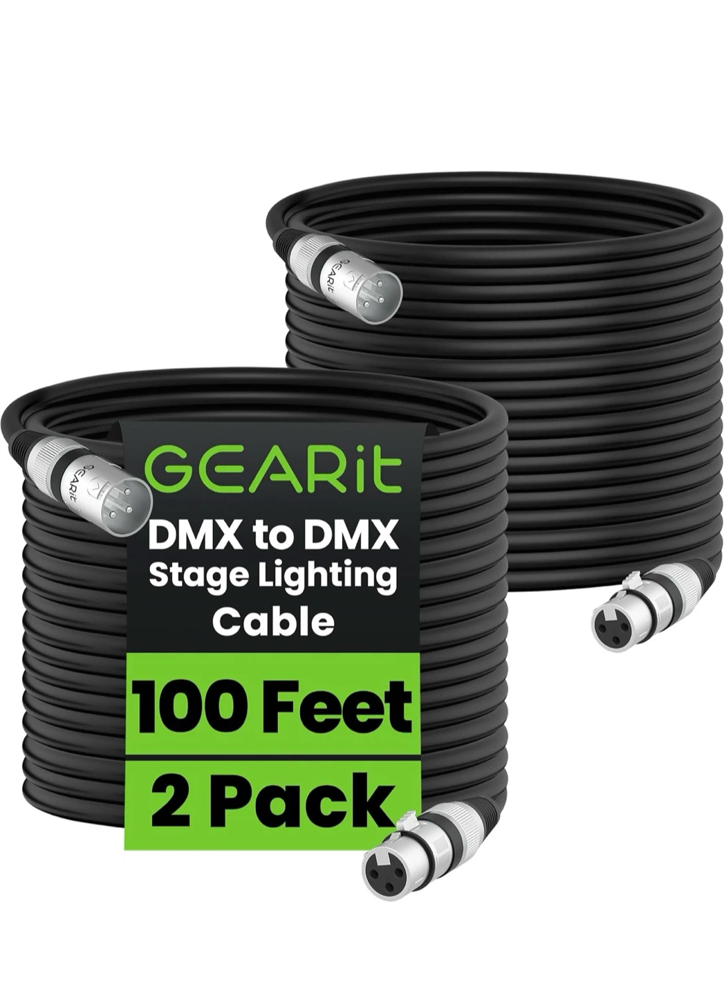 GearIT 100ft DMX Stage Lighting Cable 2 Pack