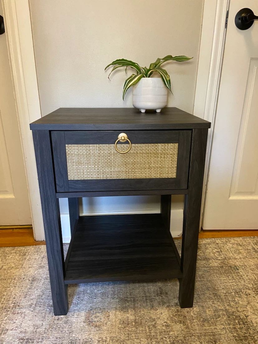 New Boho Rattan / Wood Side Table Nightstand
