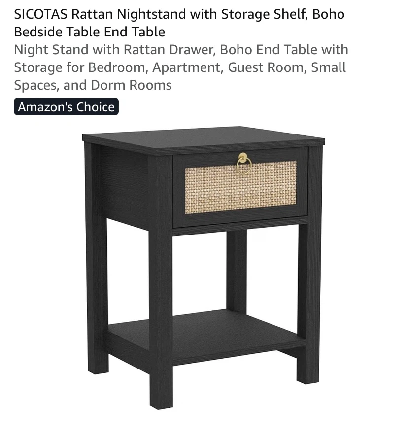 New Boho Rattan / Wood Side Table Nightstand - photo 4