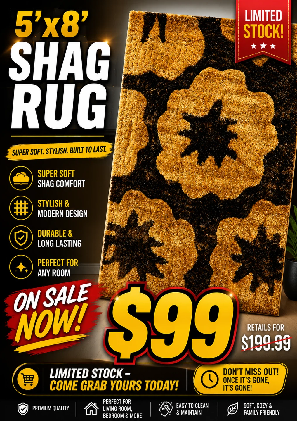 5'x8' Shag Rug
