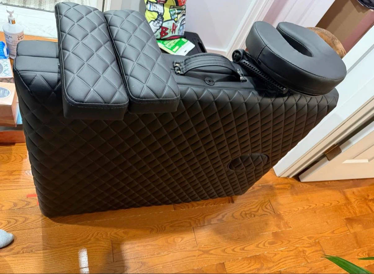 Black Quilted Massage Table with Face Cradle and Arm Rests - photo 3