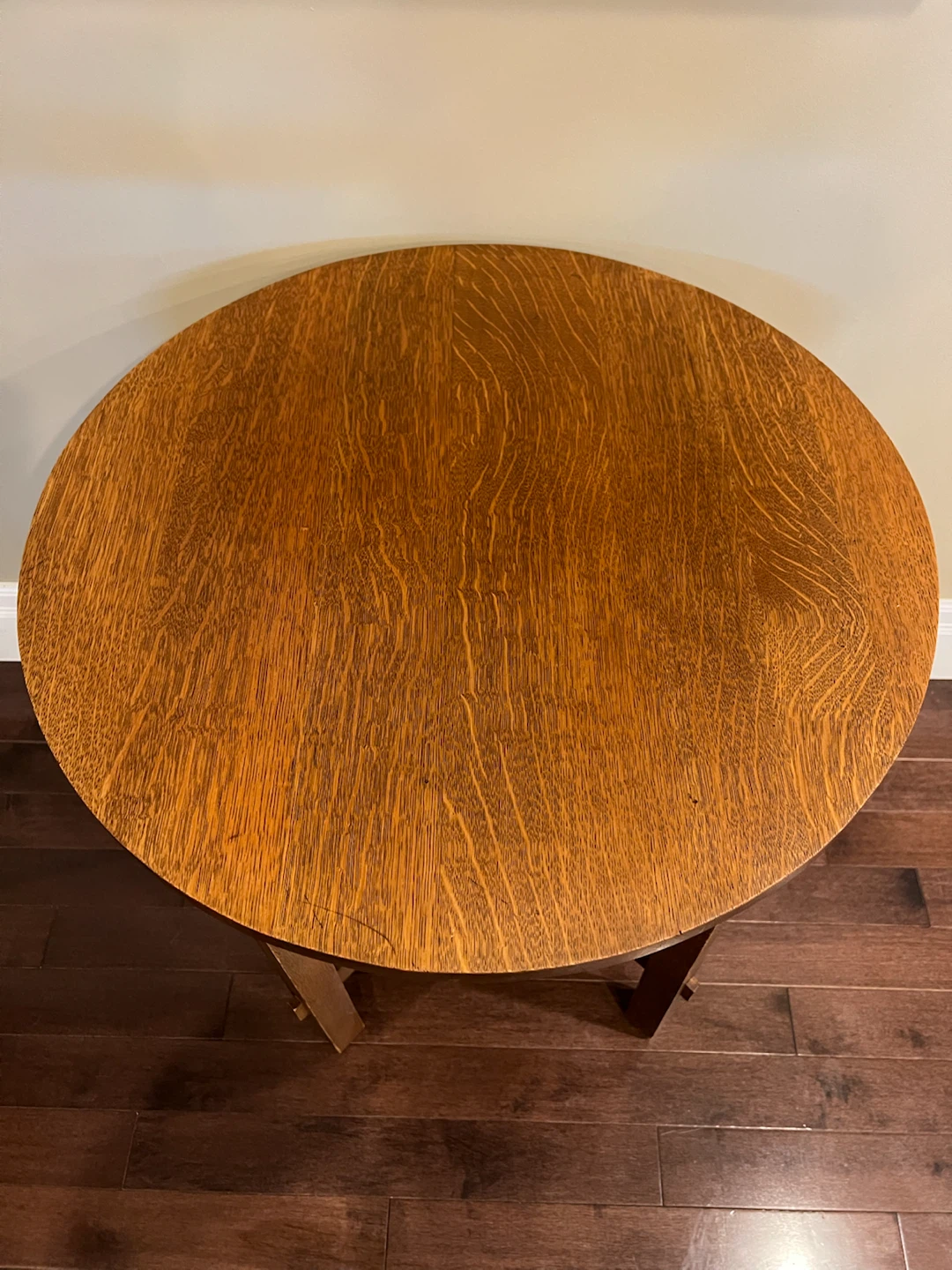 Antique Quarter-Sawn Oak Round Accent Table - photo 5