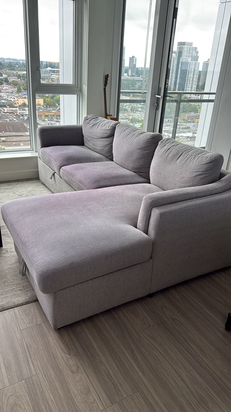 Grey Sectional Sofa with Chaise + Carpet