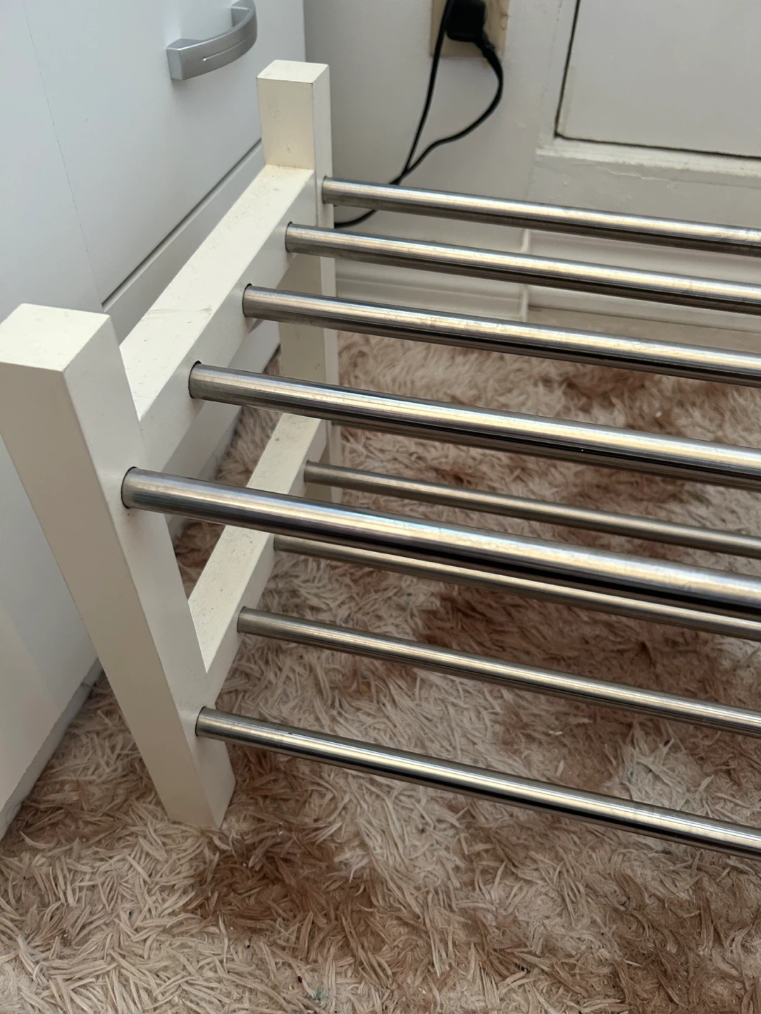 IKEA White Wood and Metal Shoe Rack - photo 2