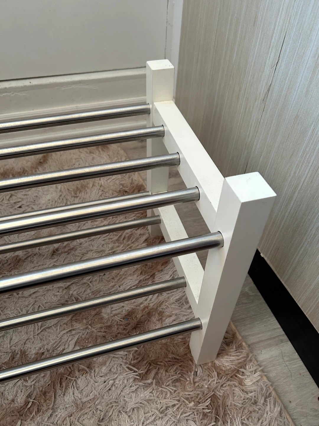 IKEA White Wood and Metal Shoe Rack - photo 3