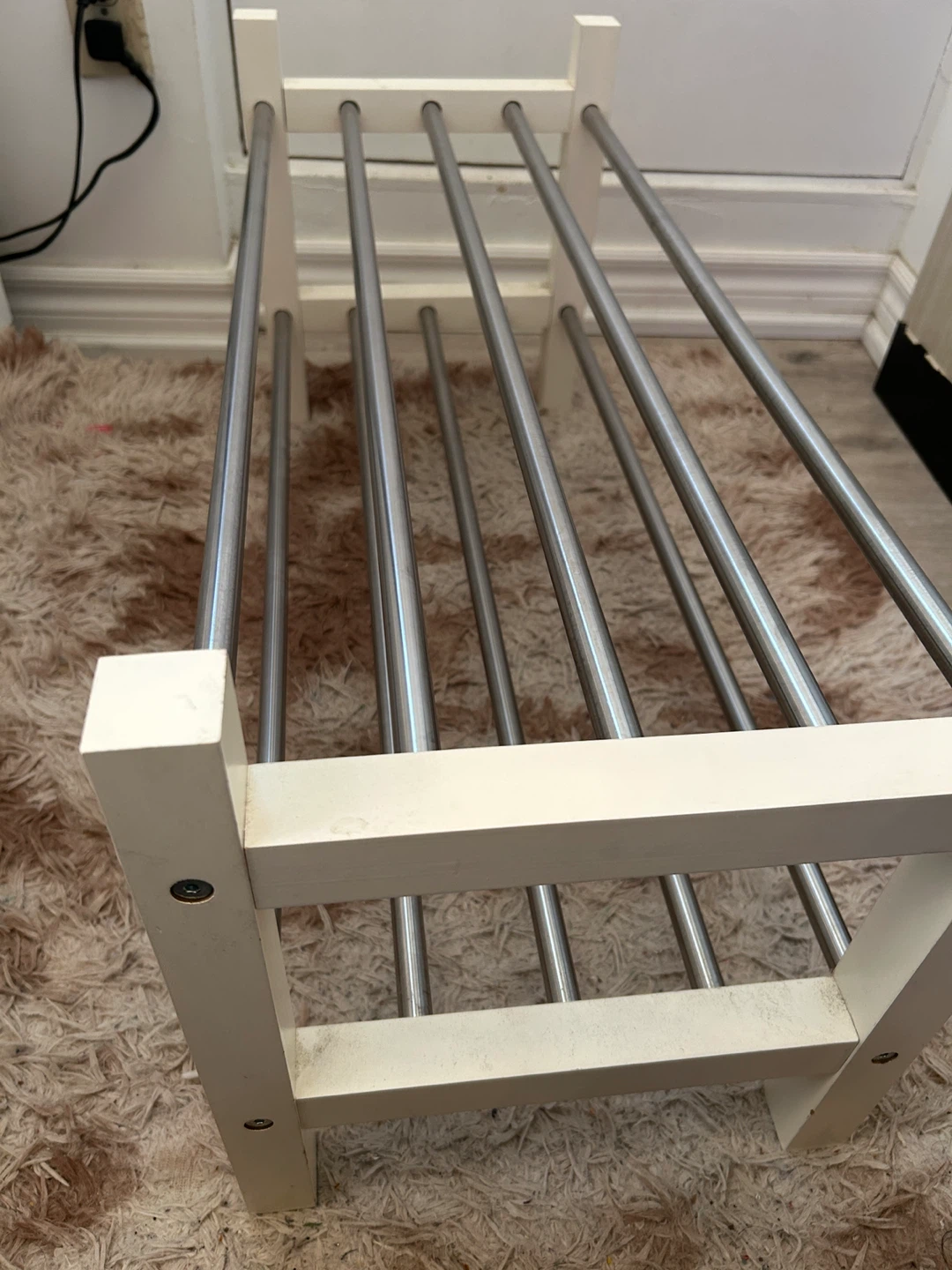 IKEA White Wood and Metal Shoe Rack - photo 4