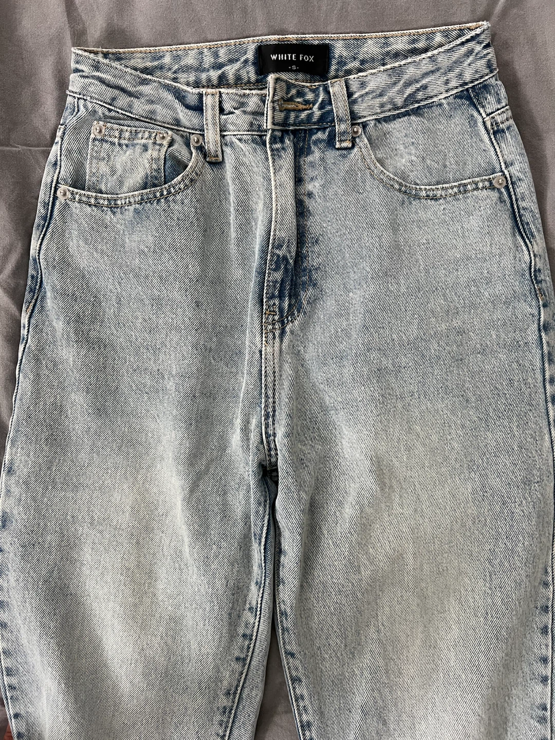 White Fox Acid Wash Wide Leg Jeans