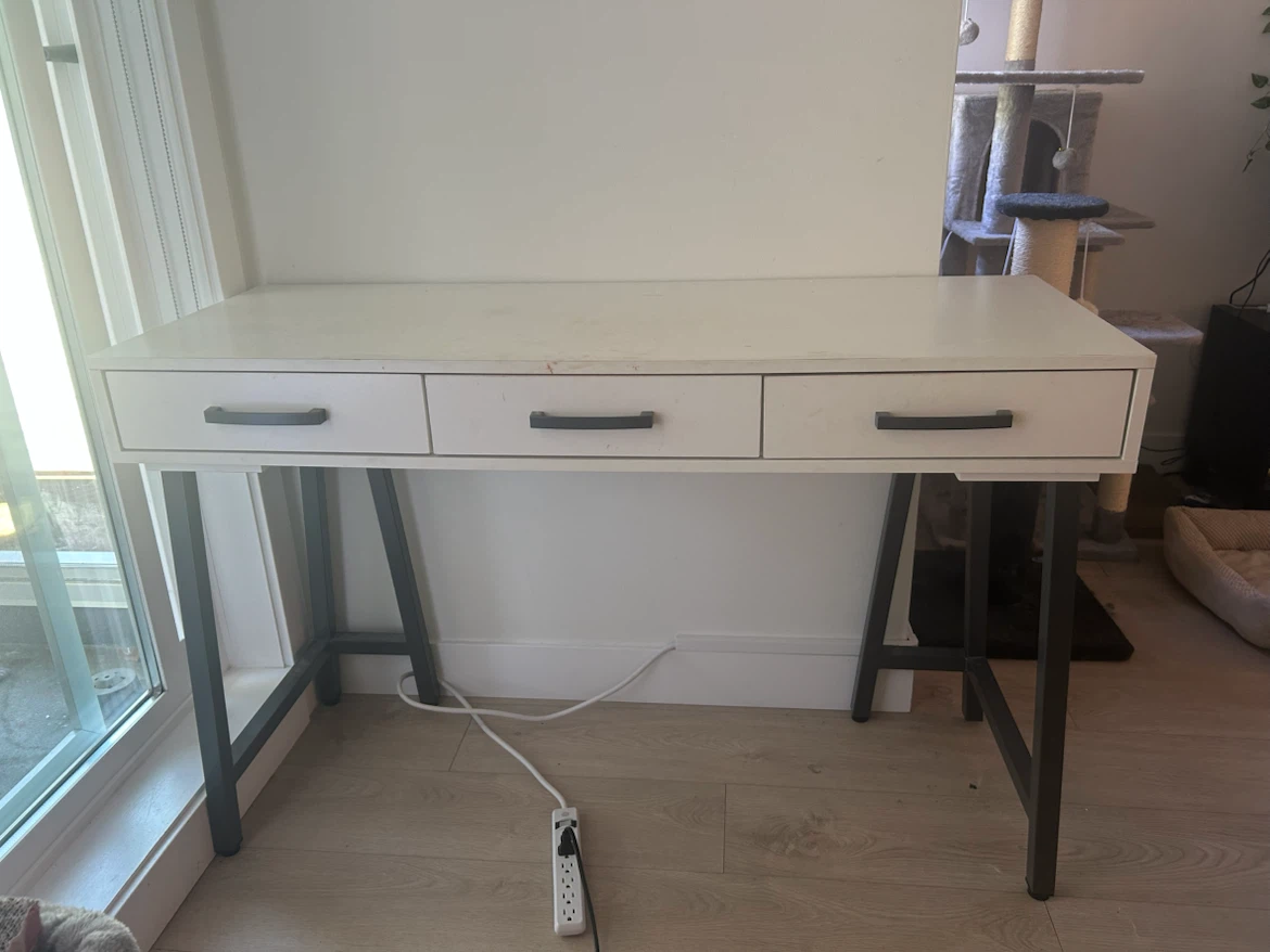 White Desk with 3 Drawers
