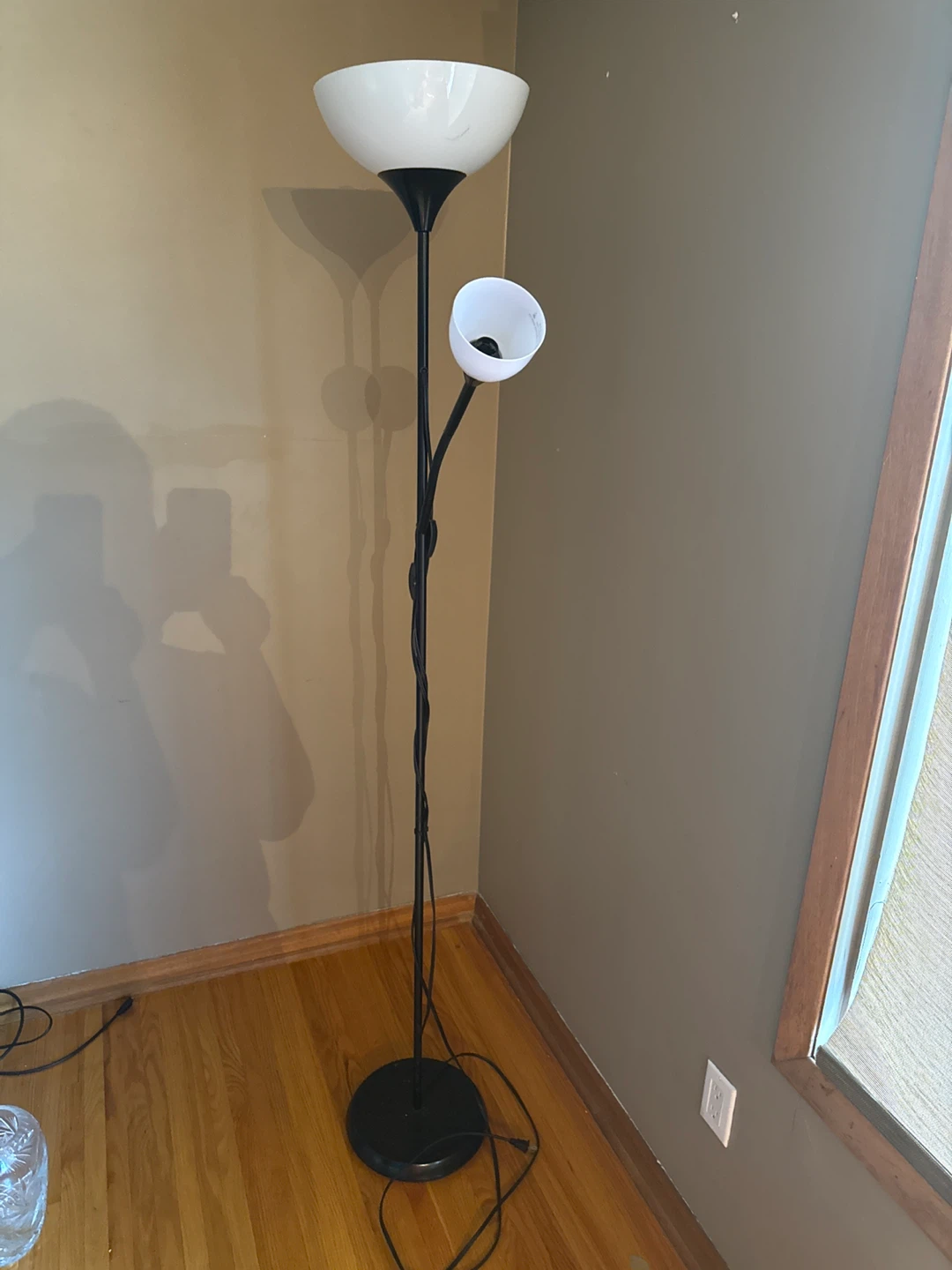Black floor lamp with reading light