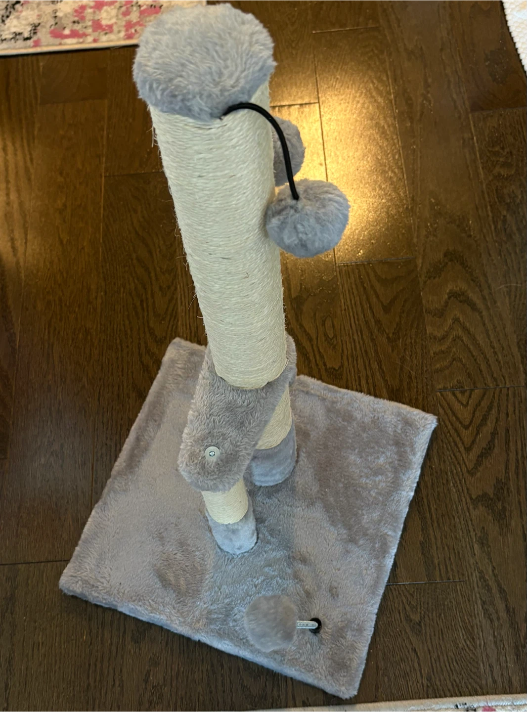 NEW Grey Cat Scratching Post with Pompoms - photo 2