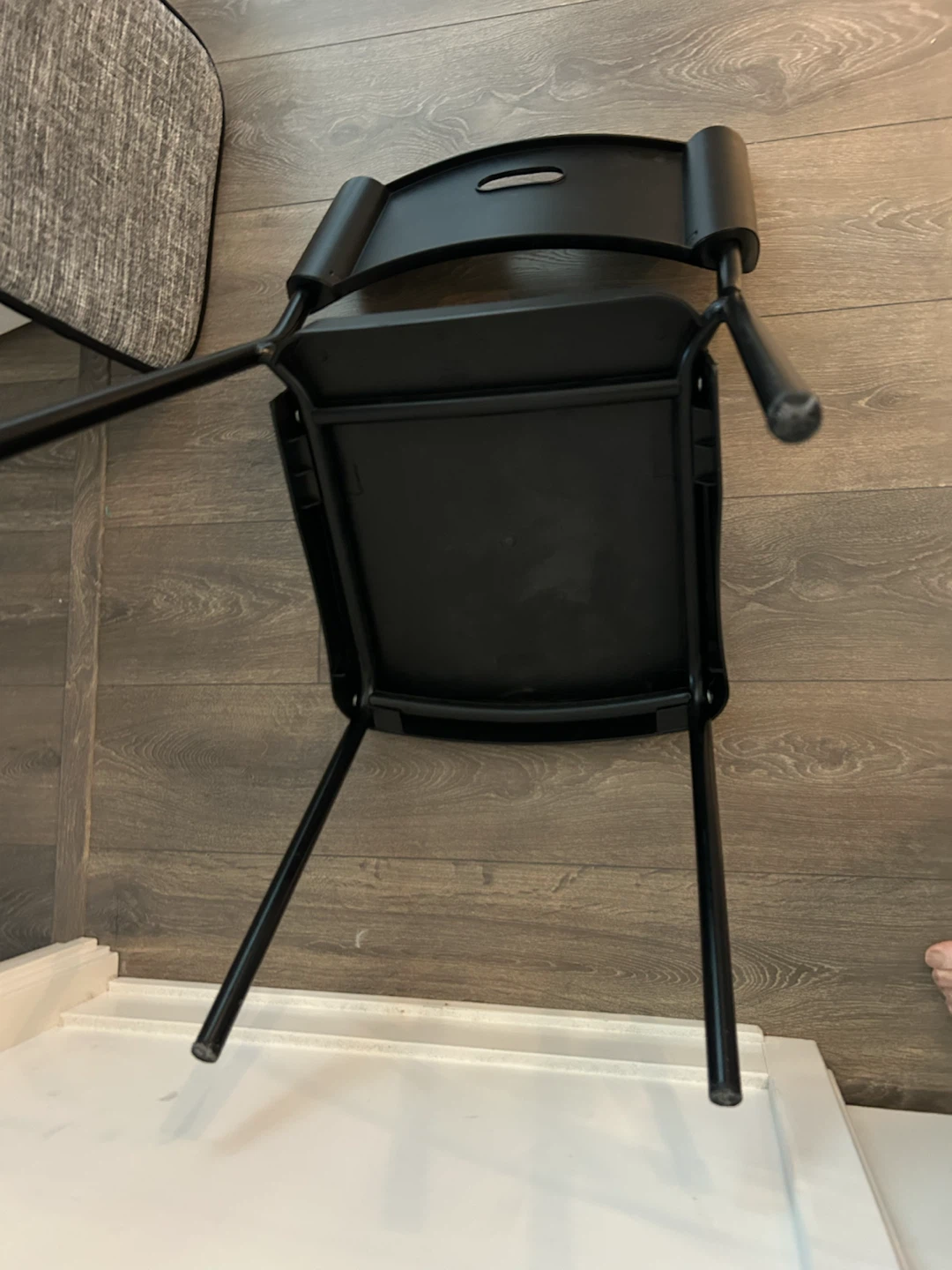 Set of 4 Black IKEA Dining Chairs with Grey Cushions - photo 4
