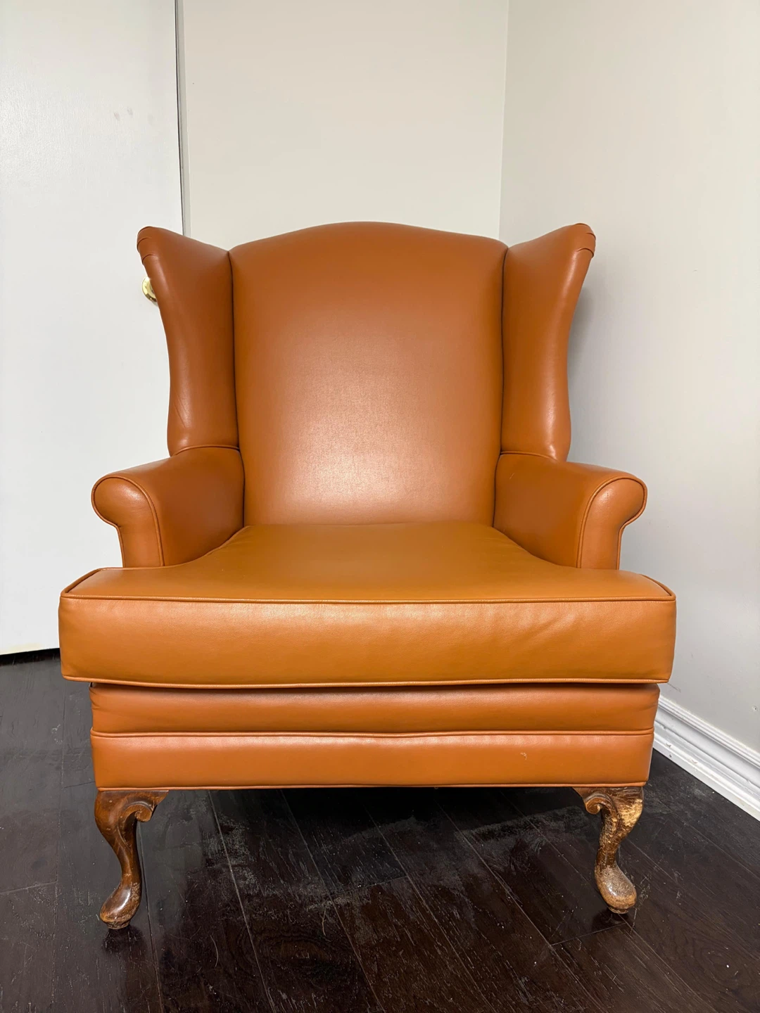 Brown Leather Wingback Armchair