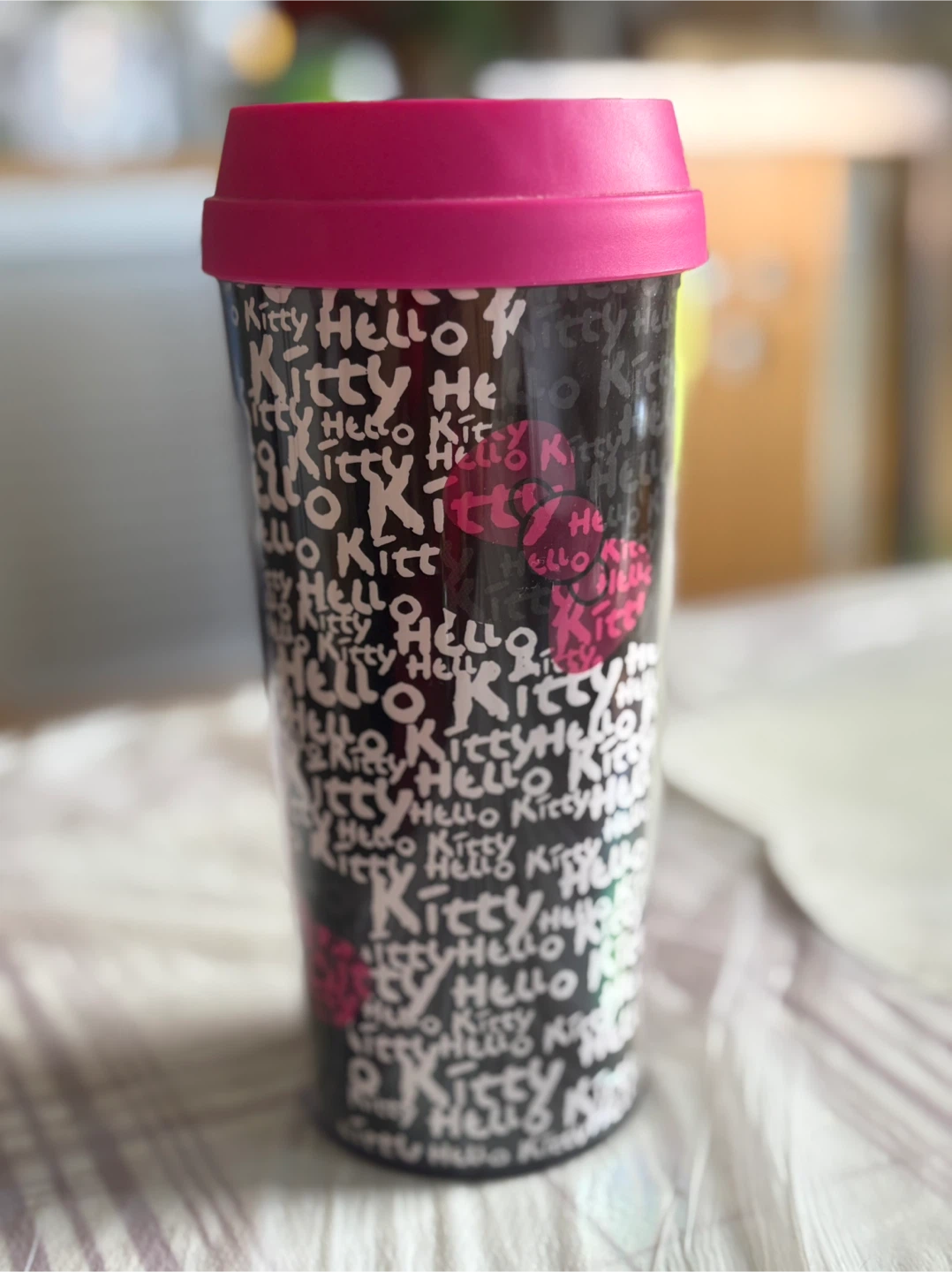 Brand New Hello Kitty Black and Pink Travel Mug