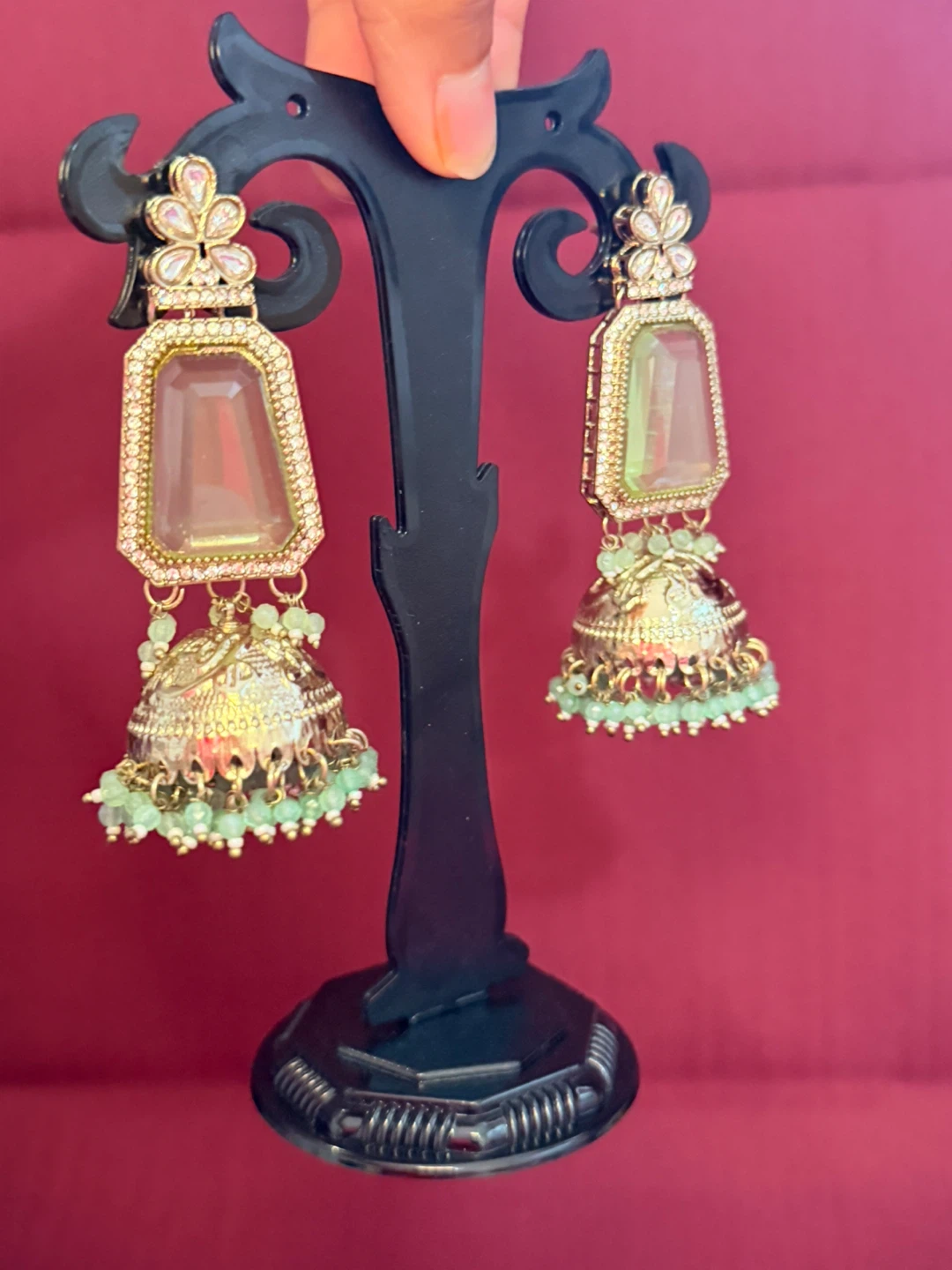 Sea green jhumka earrings