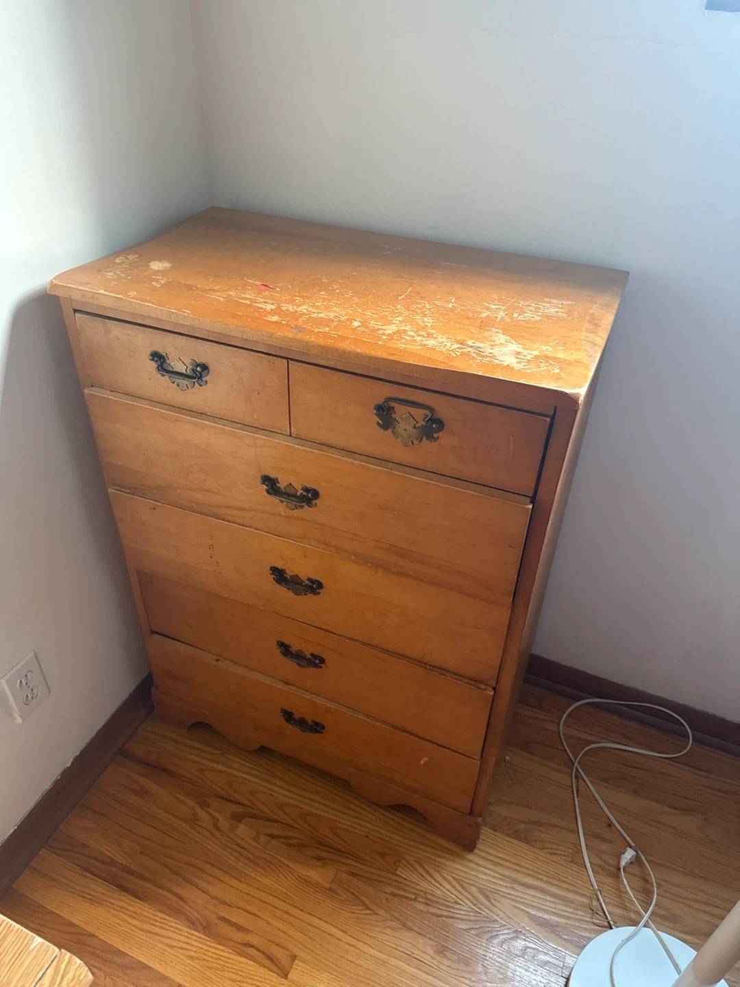 Vintage five drawer wooden dresser