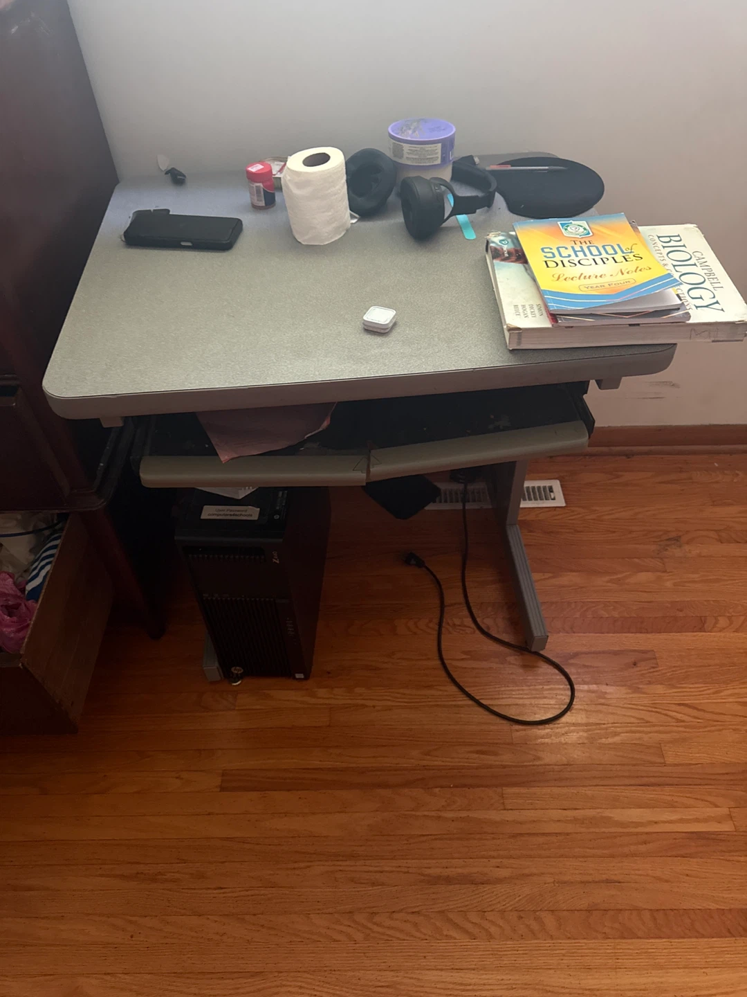Grey Student Desk with Keyboard Tray