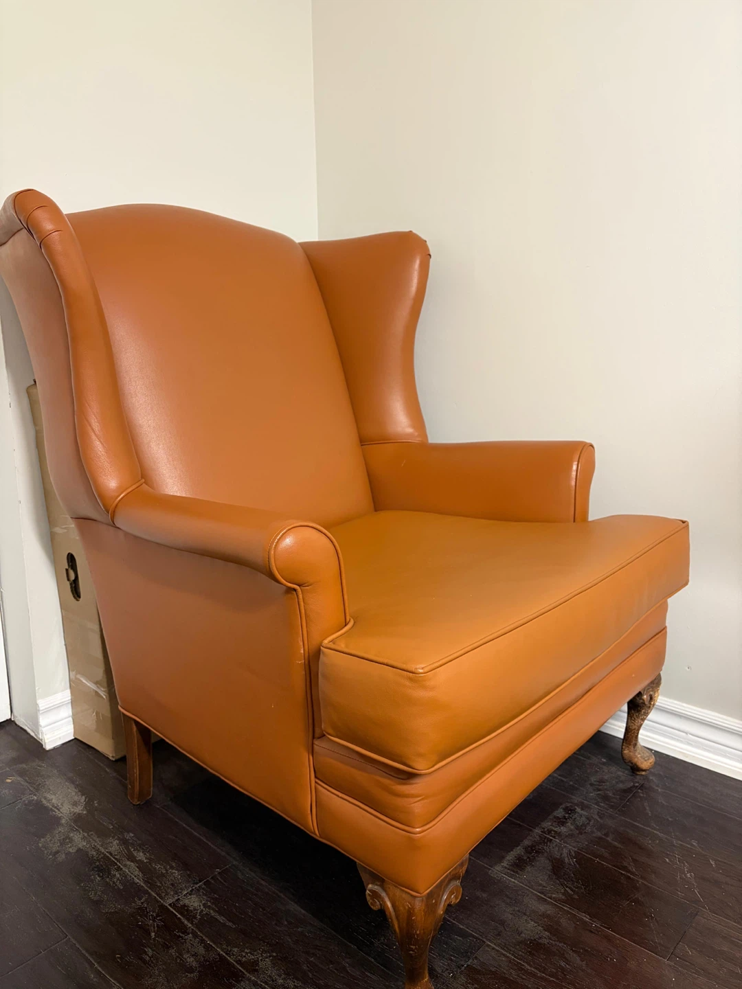 Brown Leather Wingback Armchair - photo 3