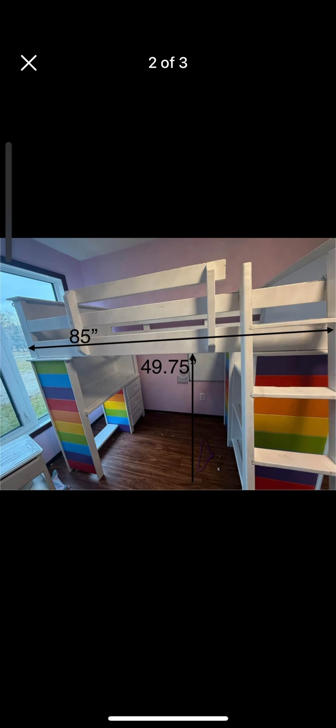 Rainbow Loft Bed with Desk and Drawers - photo 3