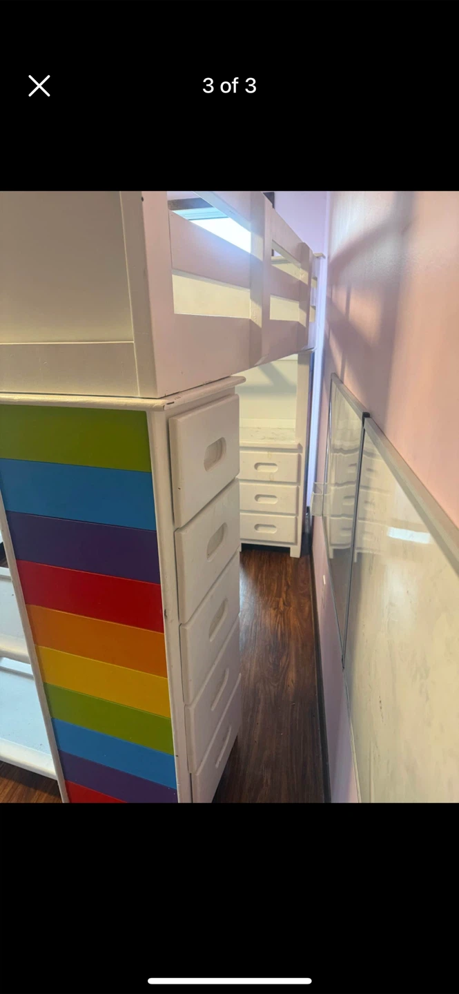 Rainbow Loft Bed with Desk and Drawers - photo 2
