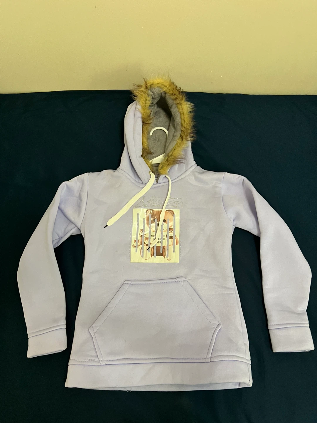 Light Purple Moschino Toy Bear Fur Hooded Hoodie - photo 2