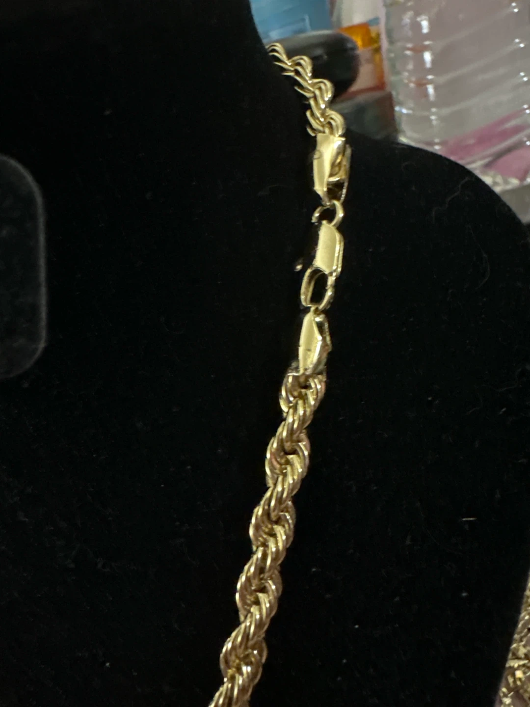 14kGold laminated RopeChain w diamonds Cross Pendant Necklace - photo 3