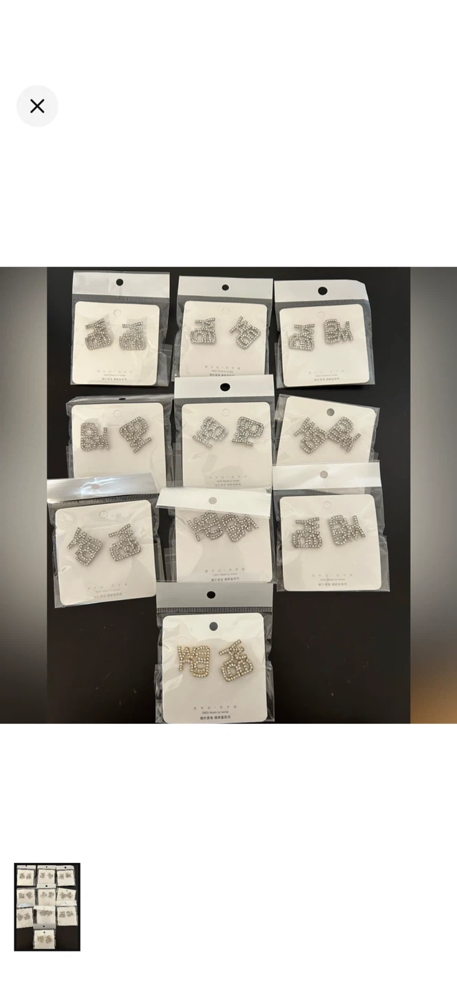 Set of 10 pieces WANG Rhinestone Letter Earrings Set