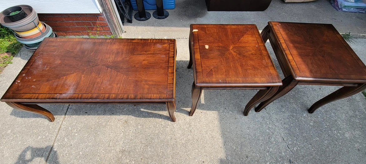 Wood Coffee Table and End Tables Set