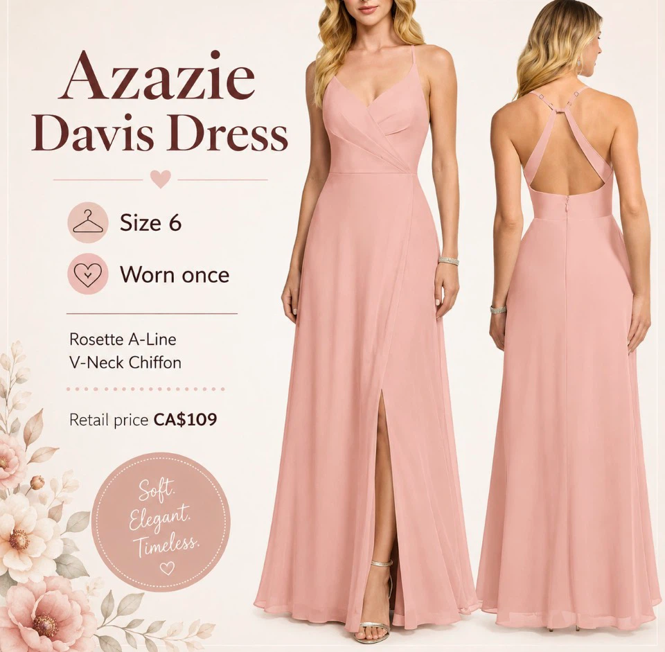 braidsmaid Rosette Chiffon - size 6 Formal Dress – worn once