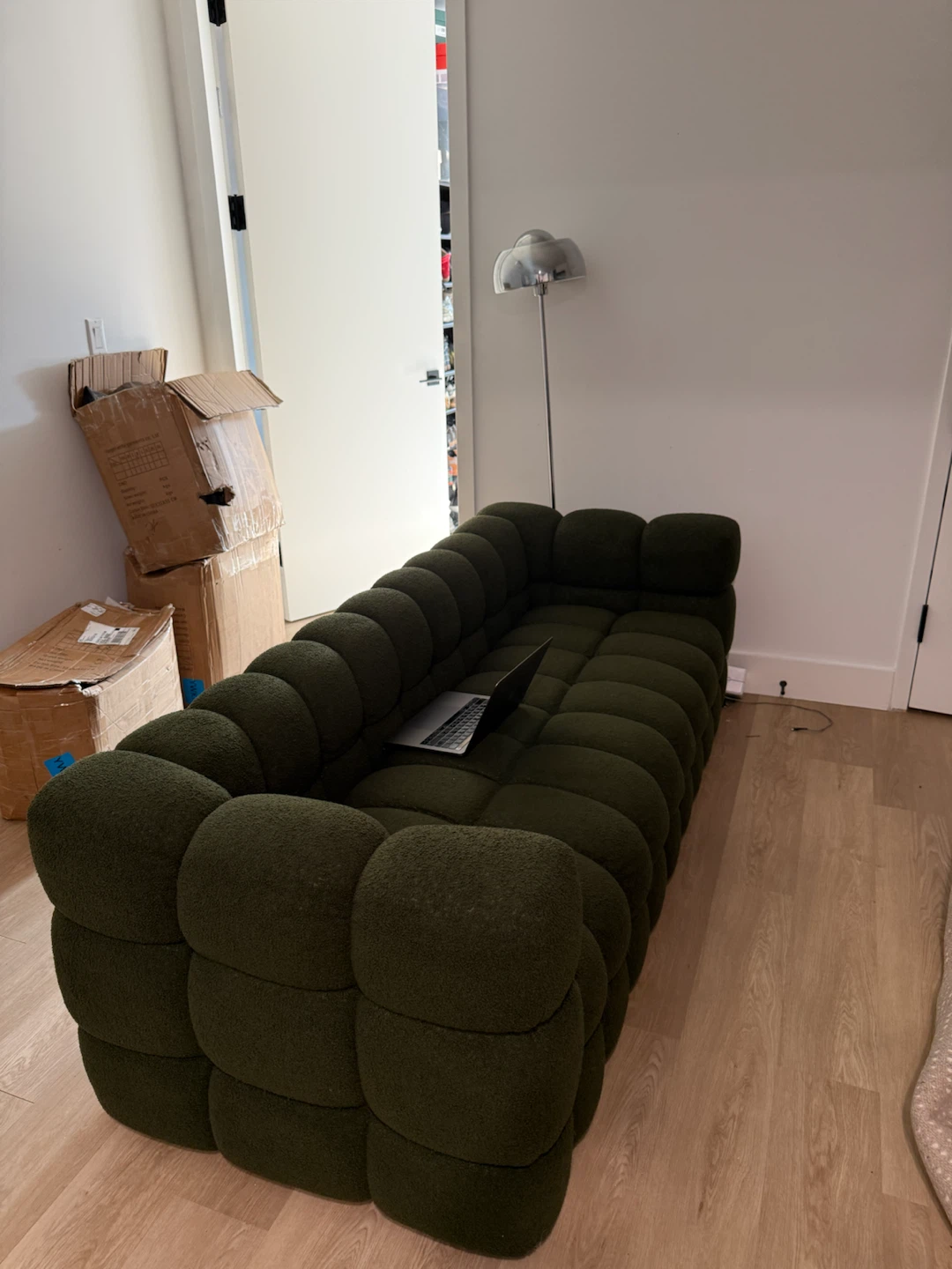 Dark green upholstered sofa - photo 2