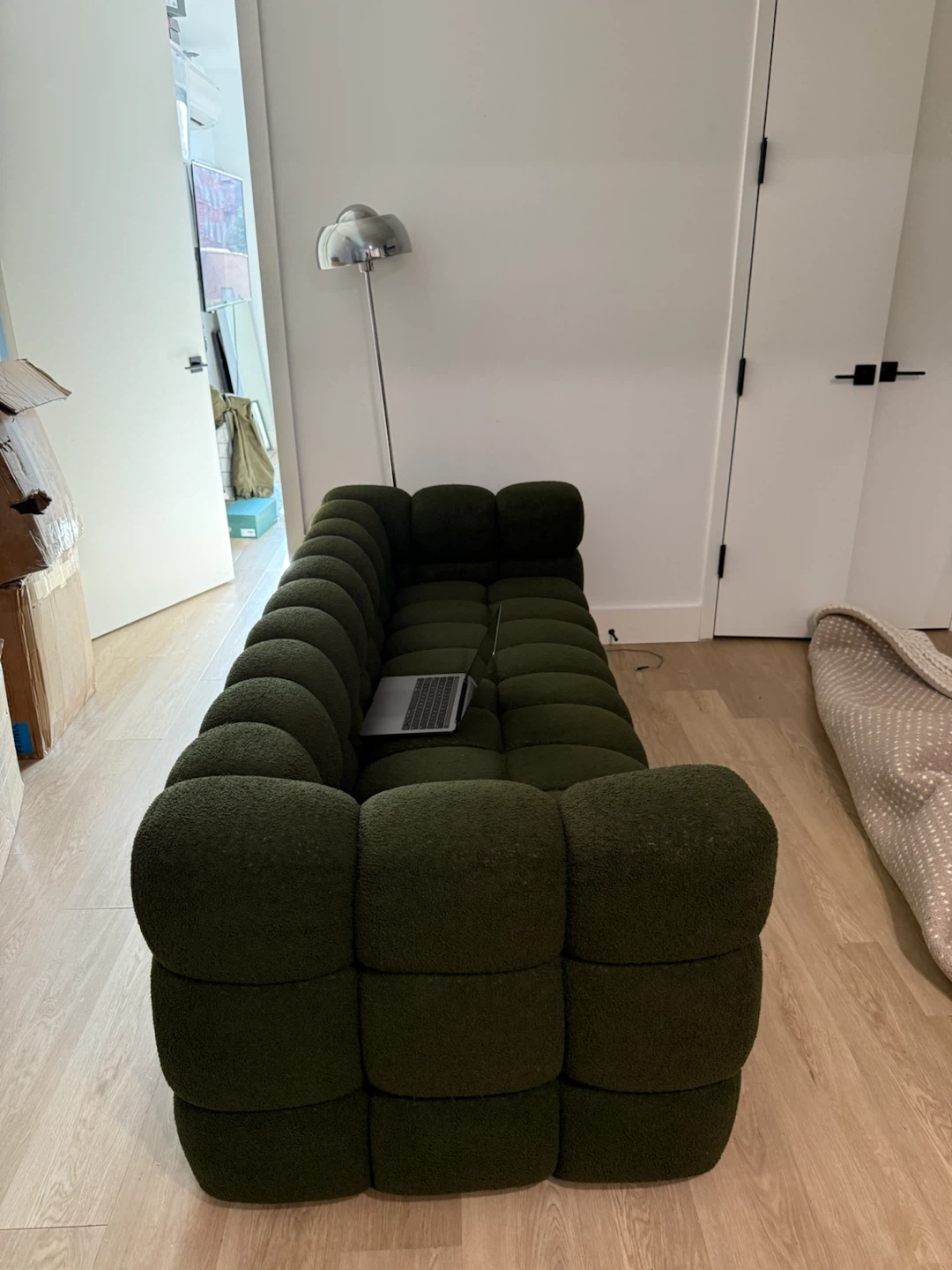Dark green upholstered sofa - photo 3