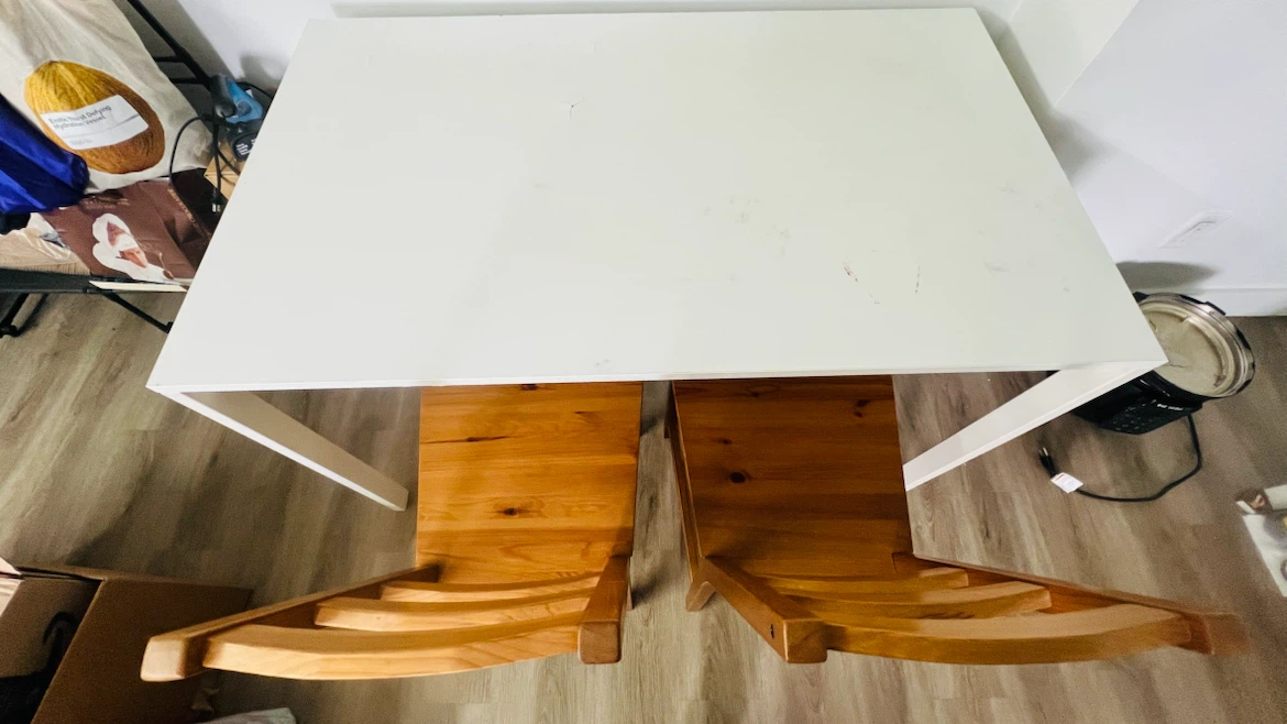 IKEA table along with two wooden chairs - photo 4