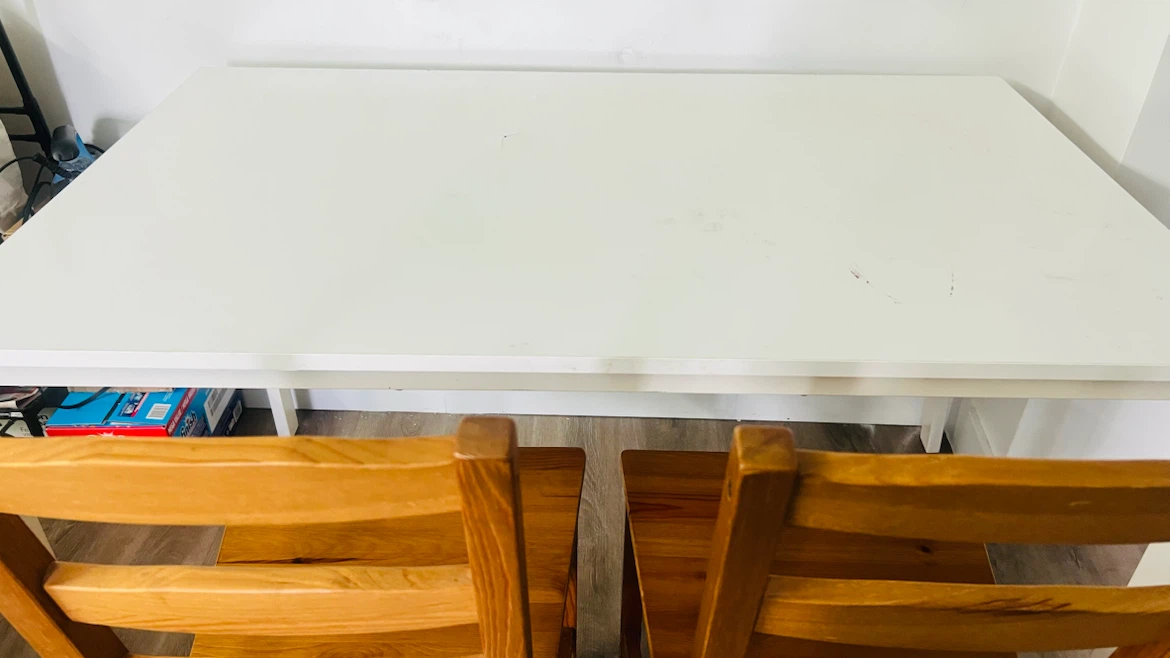 IKEA table along with two wooden chairs - photo 5
