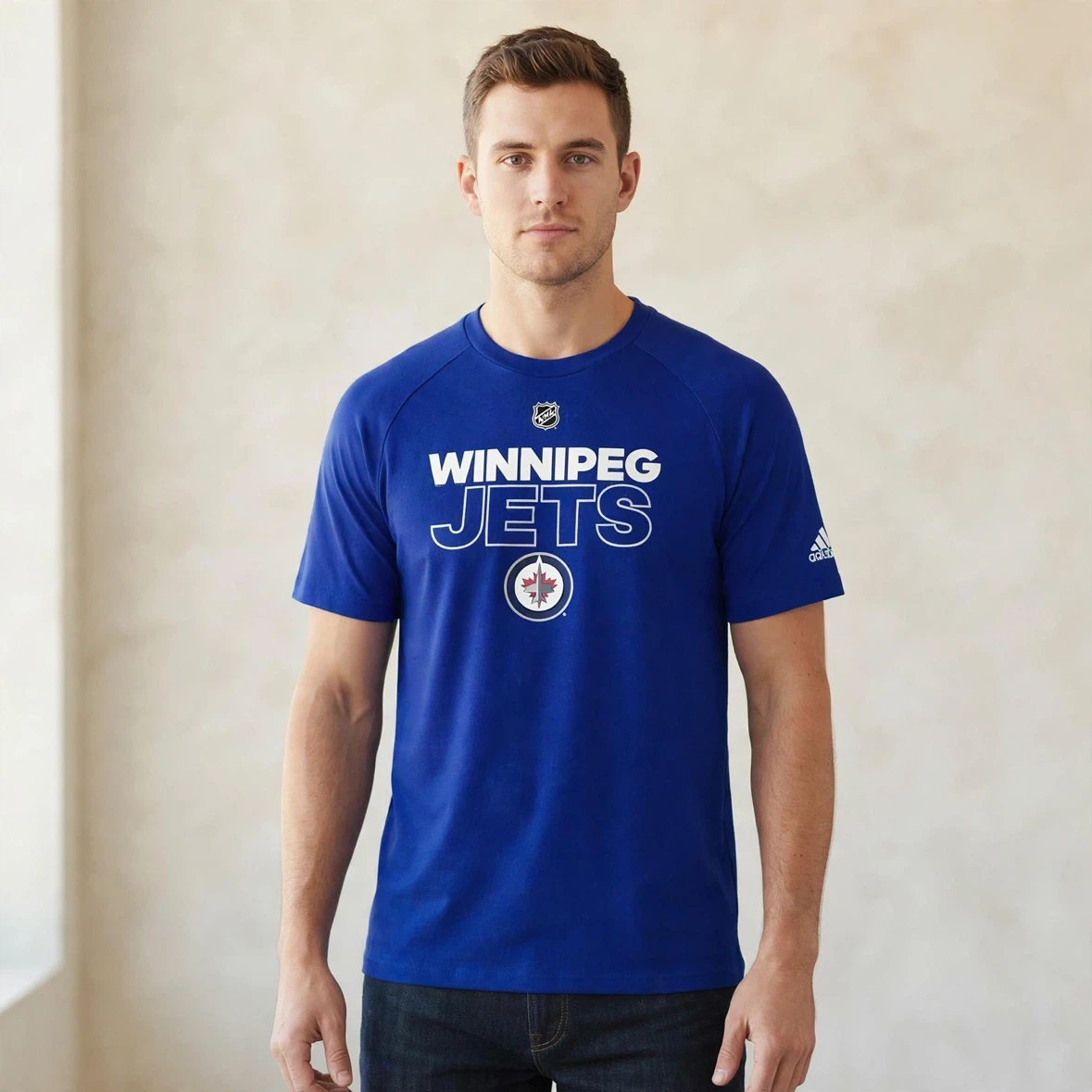 Adidas NHL Winnipeg Jets Hockey Graphic T Shirt Large Blue
