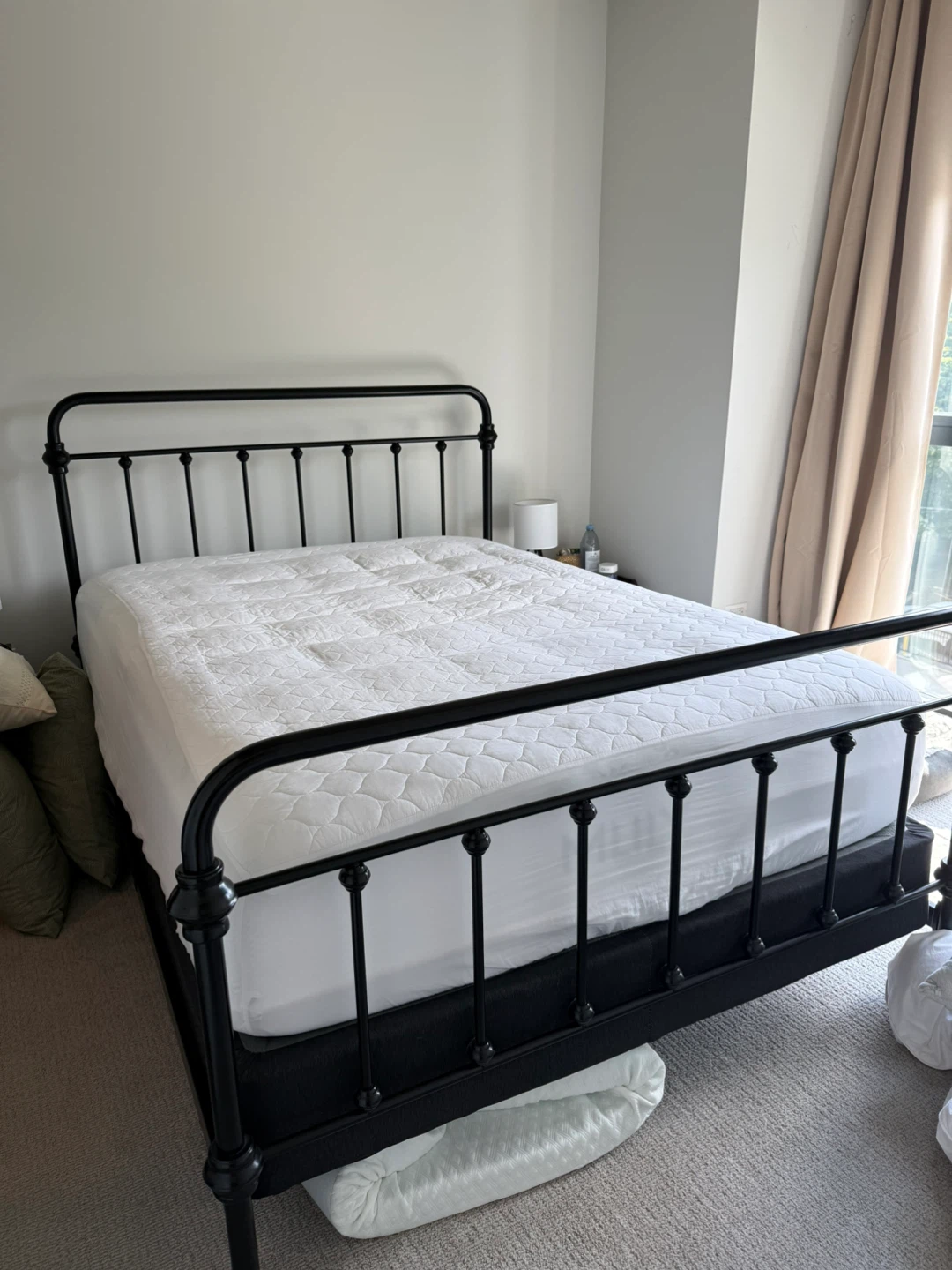 Black Metal Bed Frame with box spring