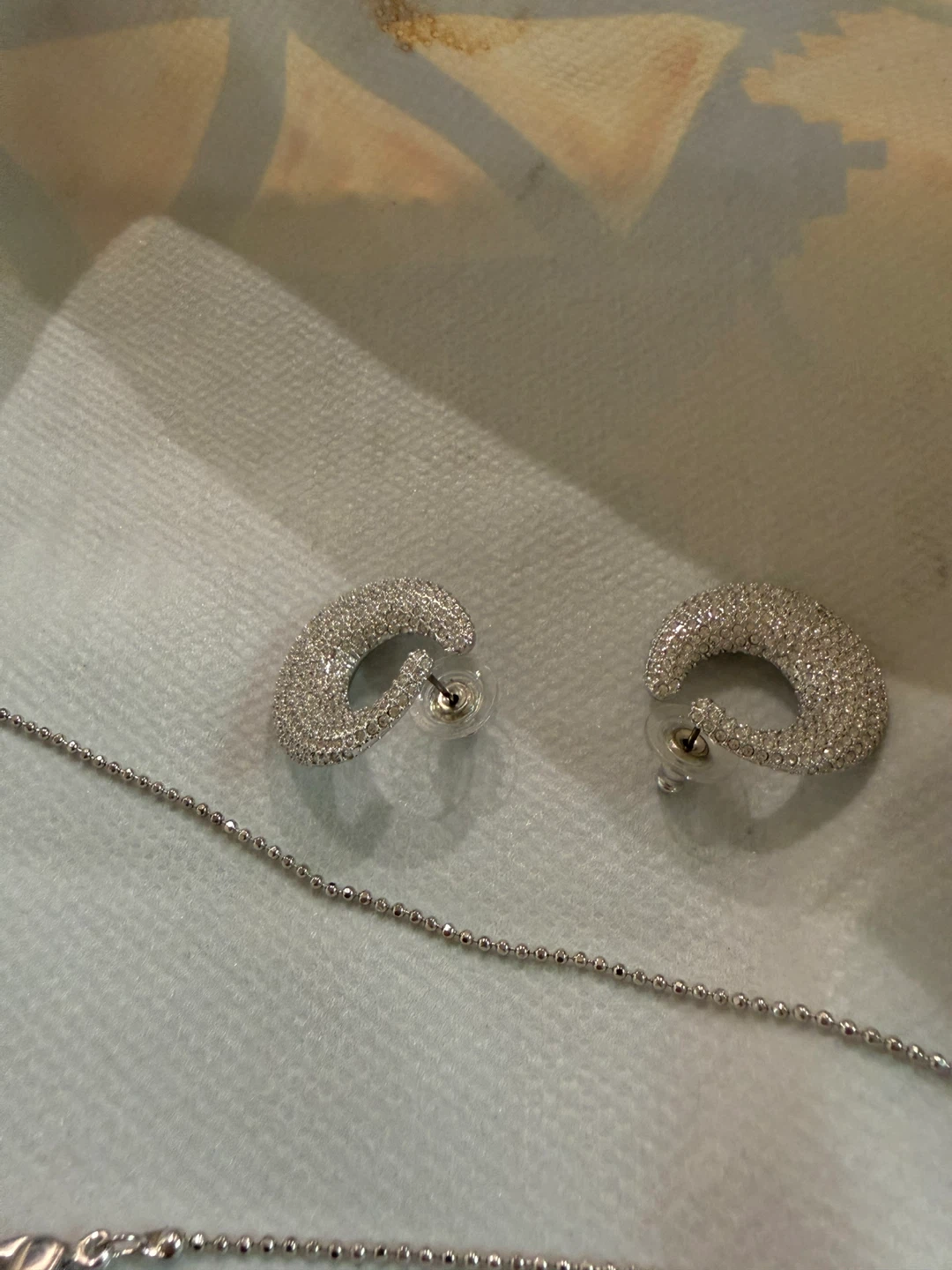 Silver CZ Swarovski Necklace and Earring Set - photo 3