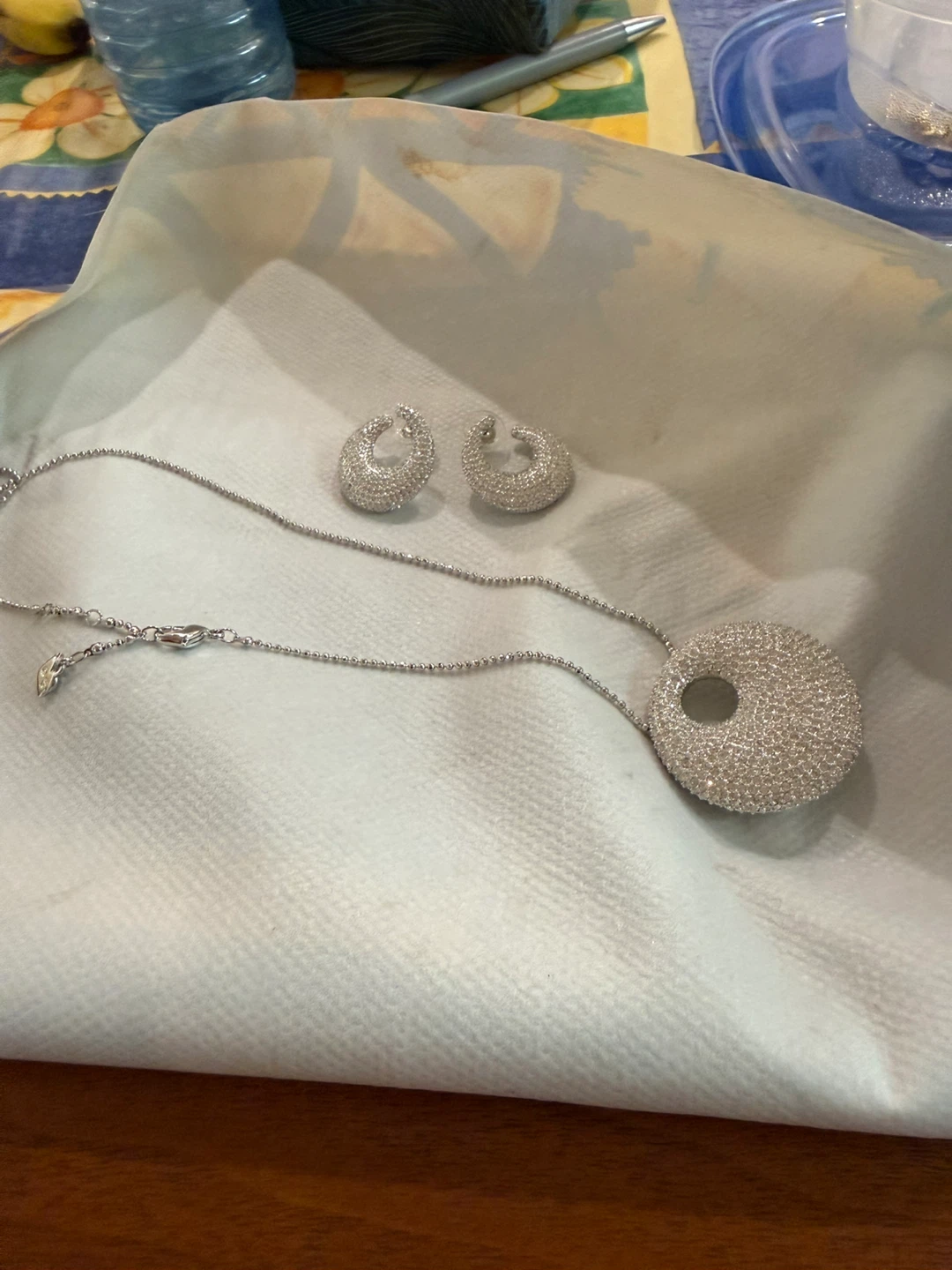 Silver CZ Swarovski Necklace and Earring Set - photo 4