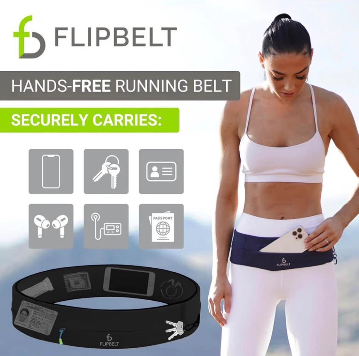 FlipBelt Running & Fitness Workout Belt, Black, Small, Black - photo 2