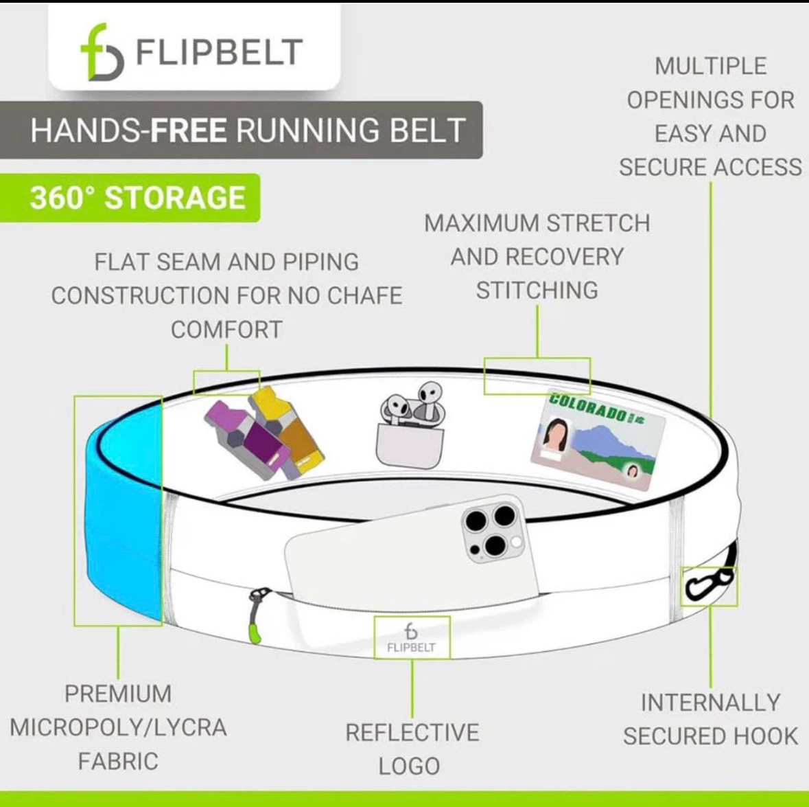 FlipBelt Running & Fitness Workout Belt, Black, Small, Black - photo 4