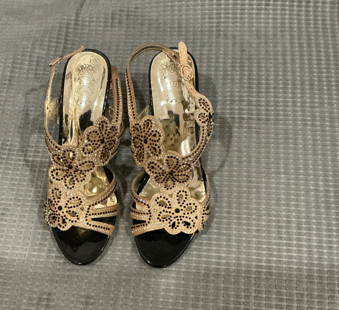 Gold Embellished Heeled Sandals