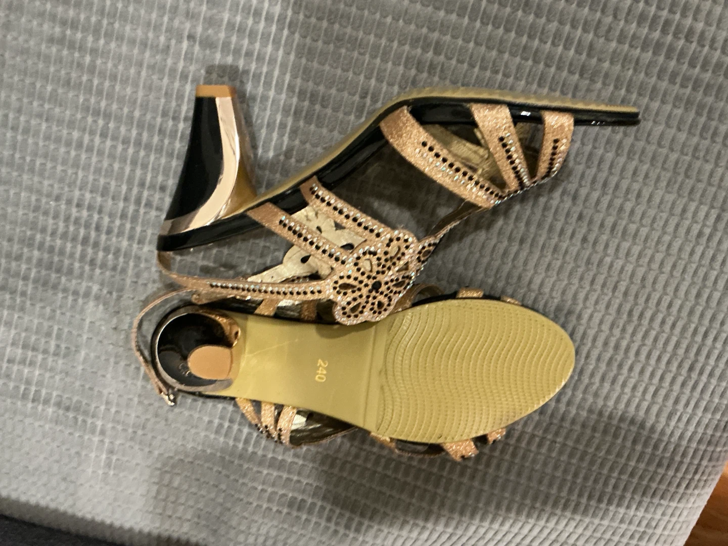 Gold Embellished Heeled Sandals - photo 3