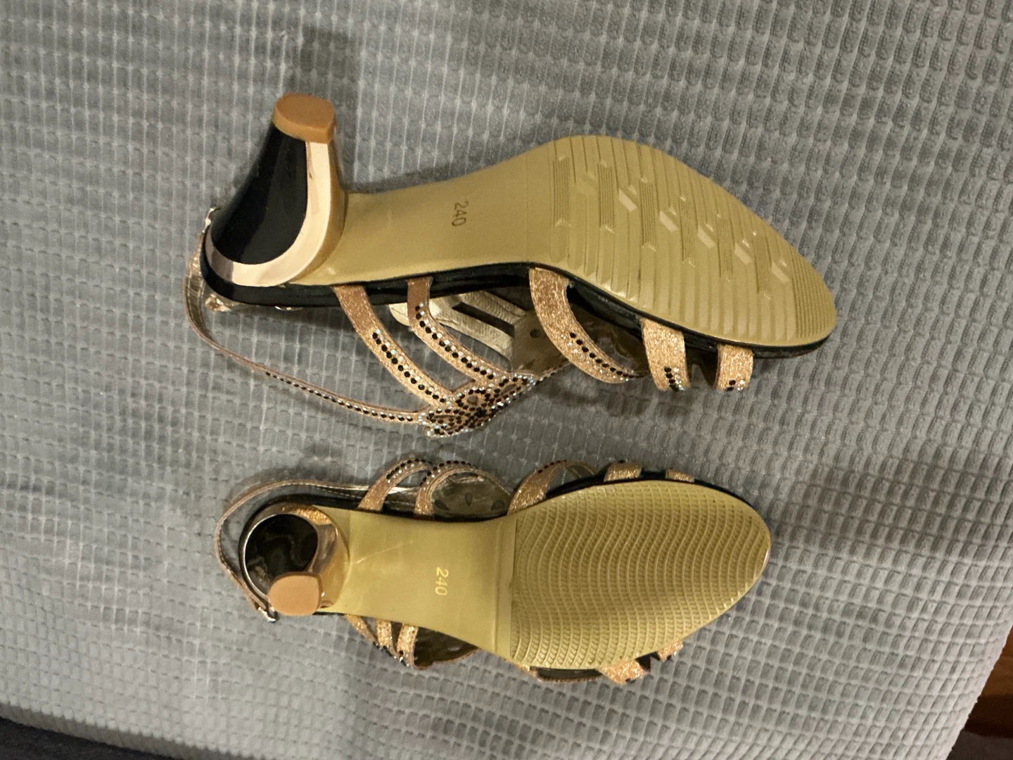 Gold Embellished Heeled Sandals - photo 4