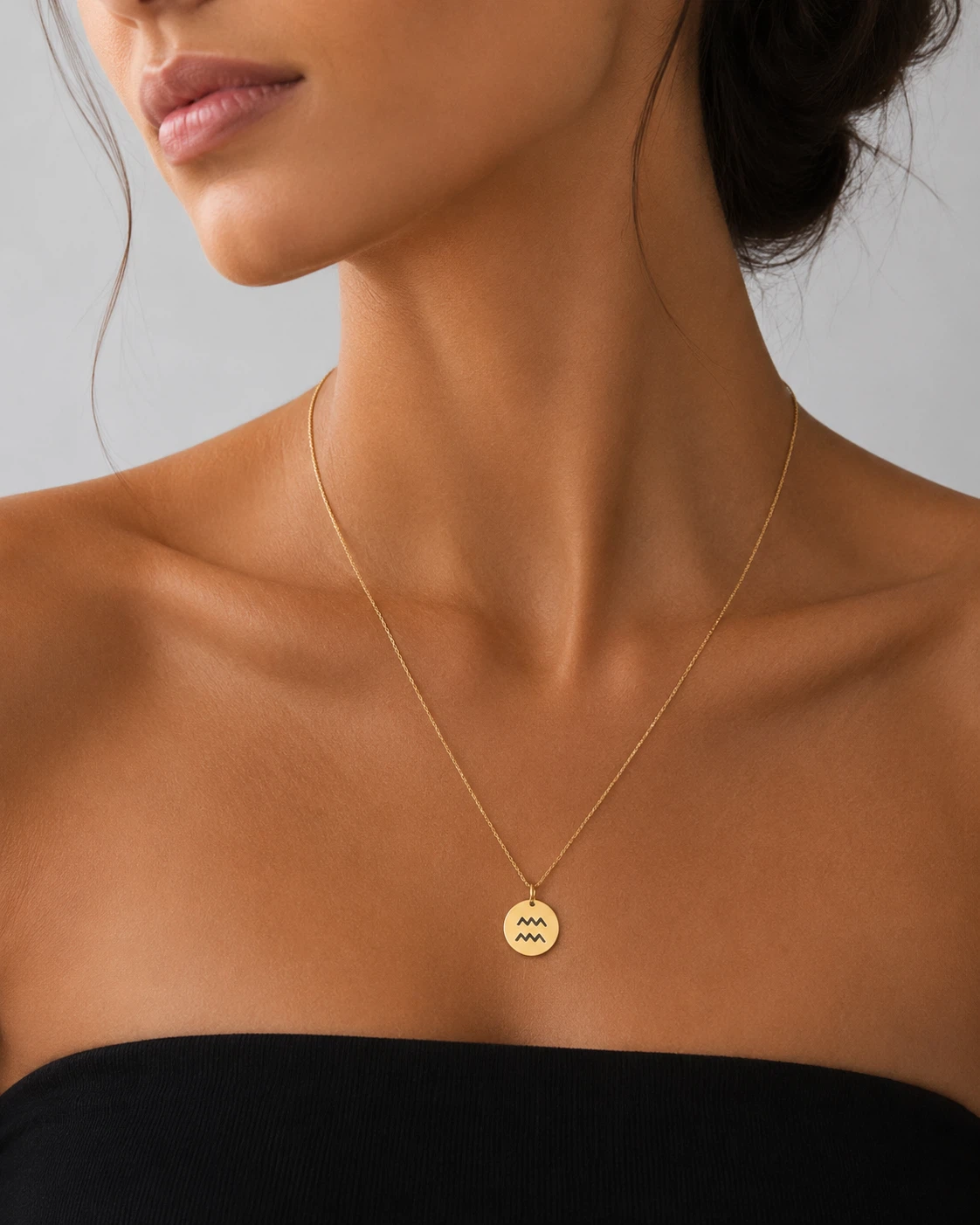 Gold-tone Aquarius Zodiac Pendant Necklace - photo 2