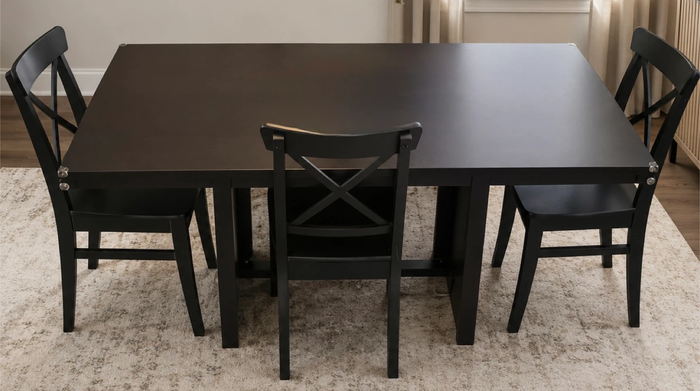 Black Dining Table and 3 Chairs