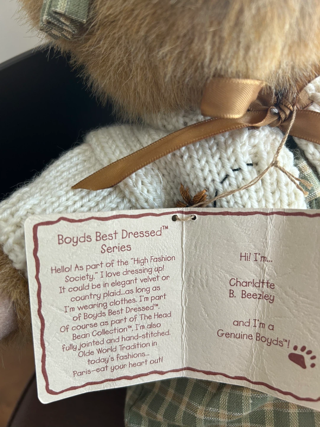 ADORABLE VINTAGE JOINTED BOYDS BEAR (READ LISTING) - photo 4