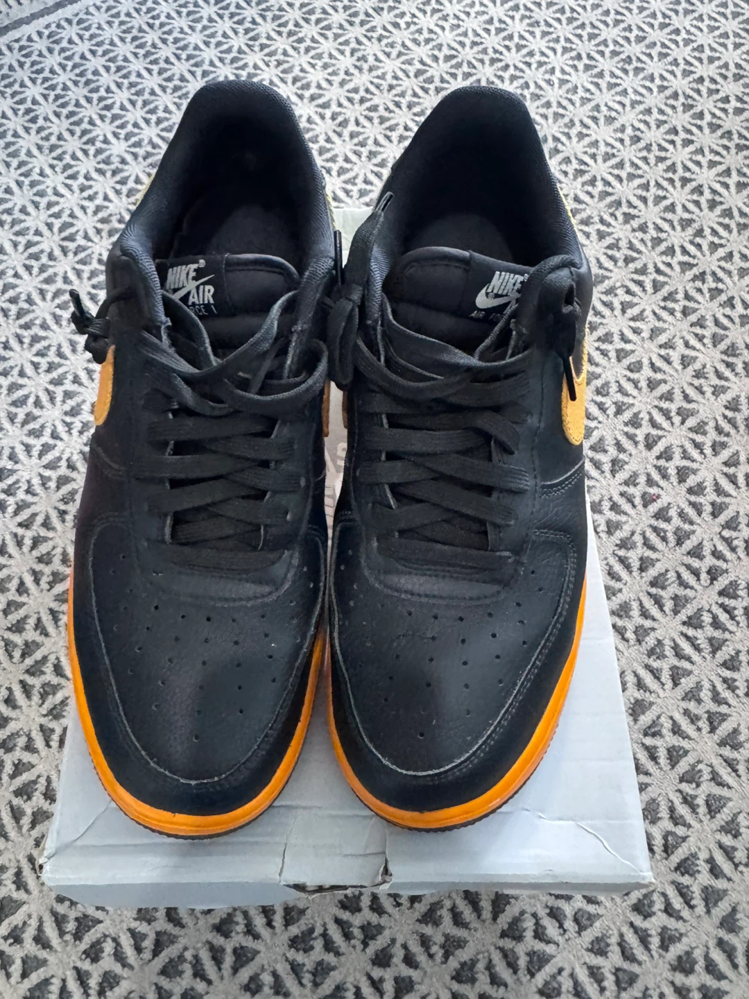 Nike Air Force 1 Black and Orange Shoes Size 9.5
