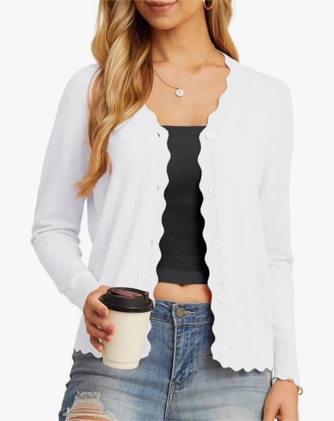 Large-Women's V-Neck Cardigan Sweater